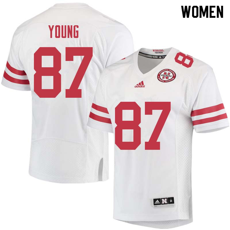 Women #87 Conor Young Nebraska Cornhuskers College Football Jerseys Sale-White